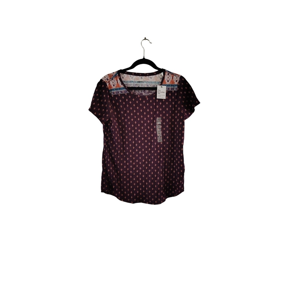 Sonoma Goods For Life The Everyday‎ Tee Medium Burgundy Geometric Print NWT